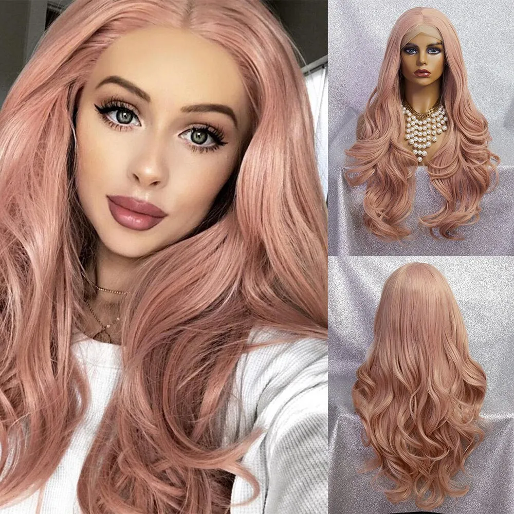 Synthetic Lace Front Wig Long Wavy Wigs for Women Water Wave Heat Resistant Synthetic Wigs