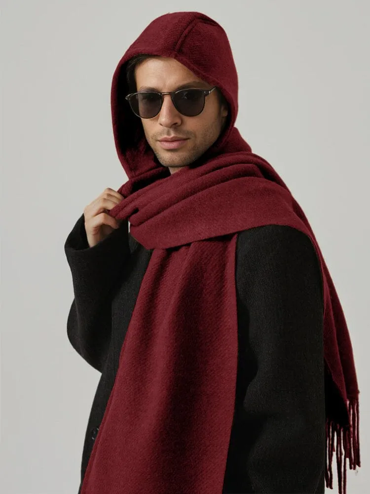 Warm Reversible Hooded Poncho Scarf