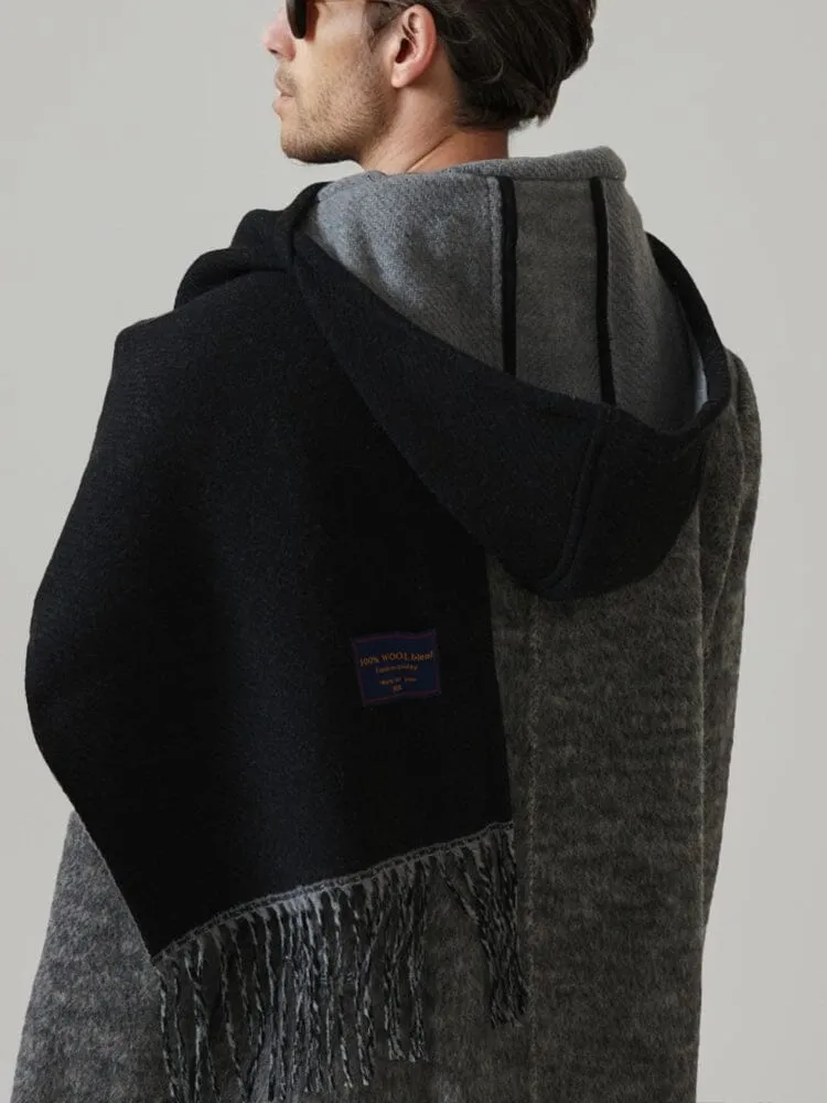 Warm Reversible Hooded Poncho Scarf