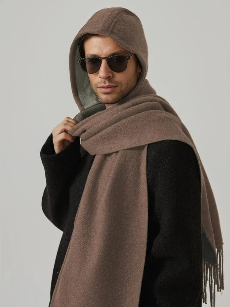 Warm Reversible Hooded Poncho Scarf