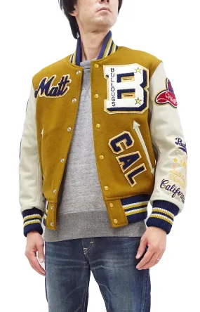 Whitesville Varsity Jacket Men's Letterman Jacket Melton x Leather Award Jacket WV15385 WV15385-156 Gold/Ivory
