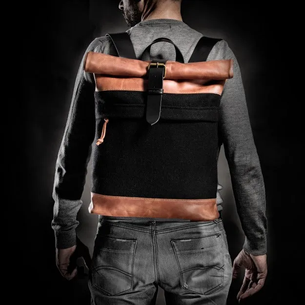 Wool Felt Black Backpack