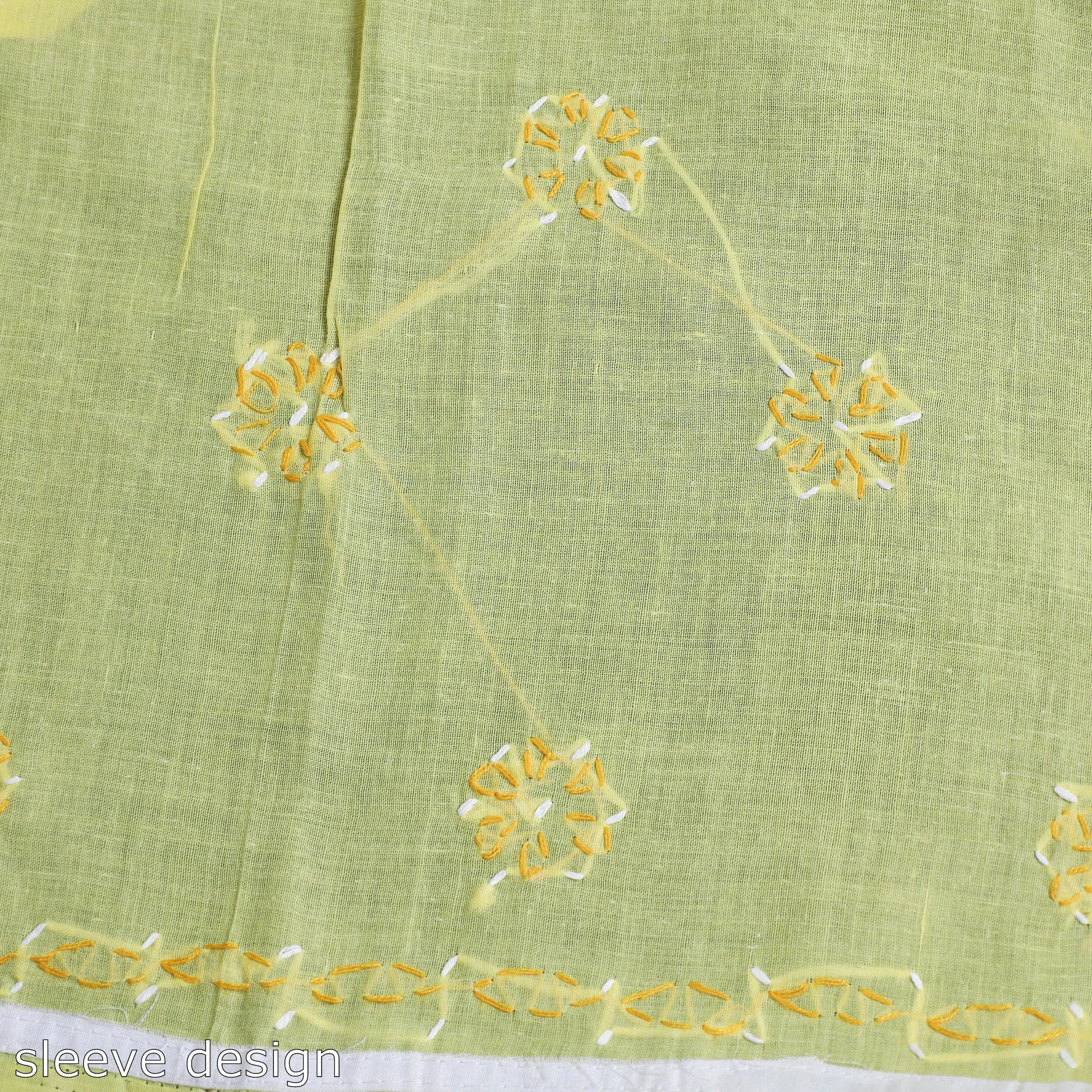 Yellow - 3pc Lucknow Chikankari Embroidery Suit Material Set 26