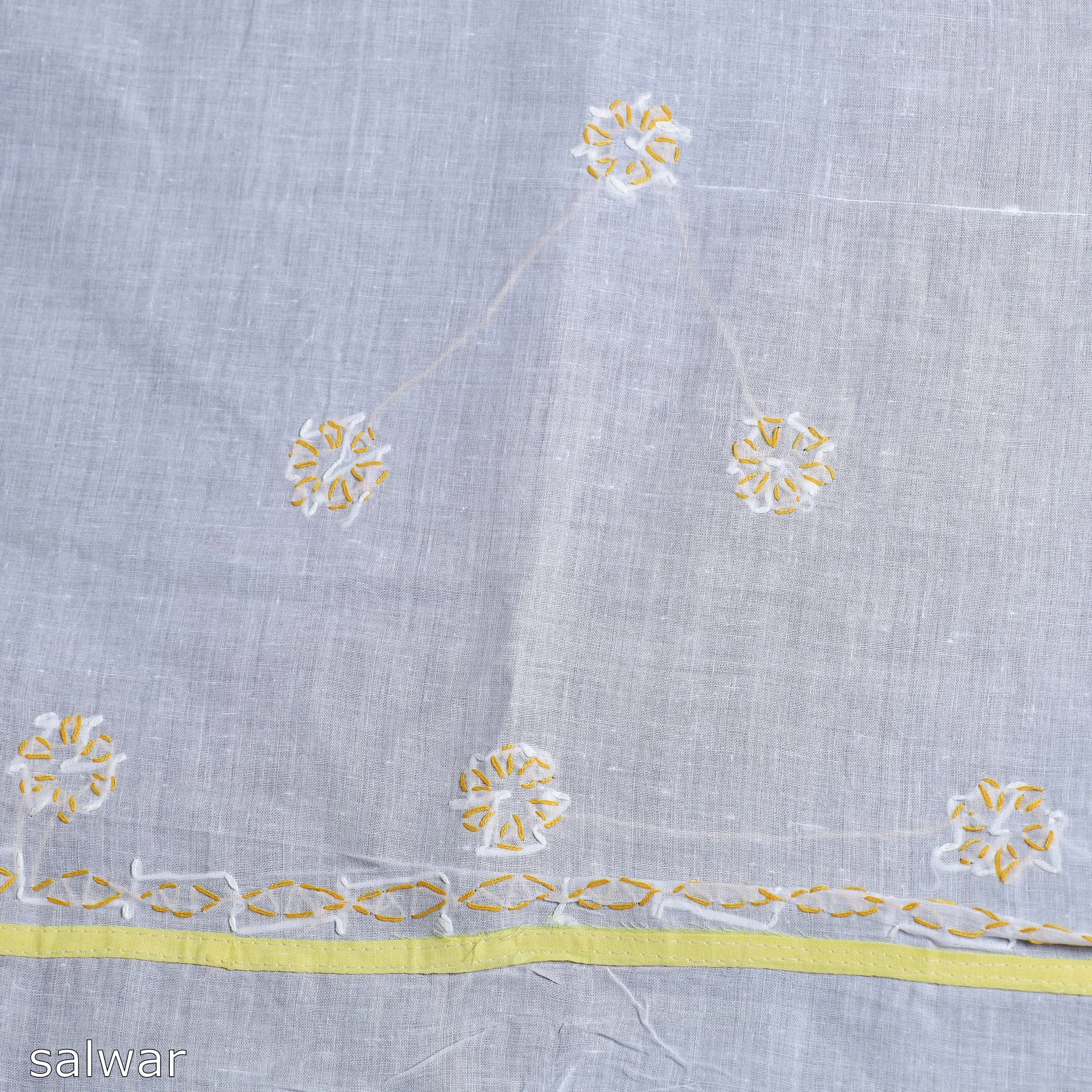 Yellow - 3pc Lucknow Chikankari Embroidery Suit Material Set 26